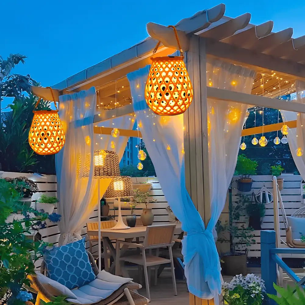Woven Solar Lantern for Patio and Garden