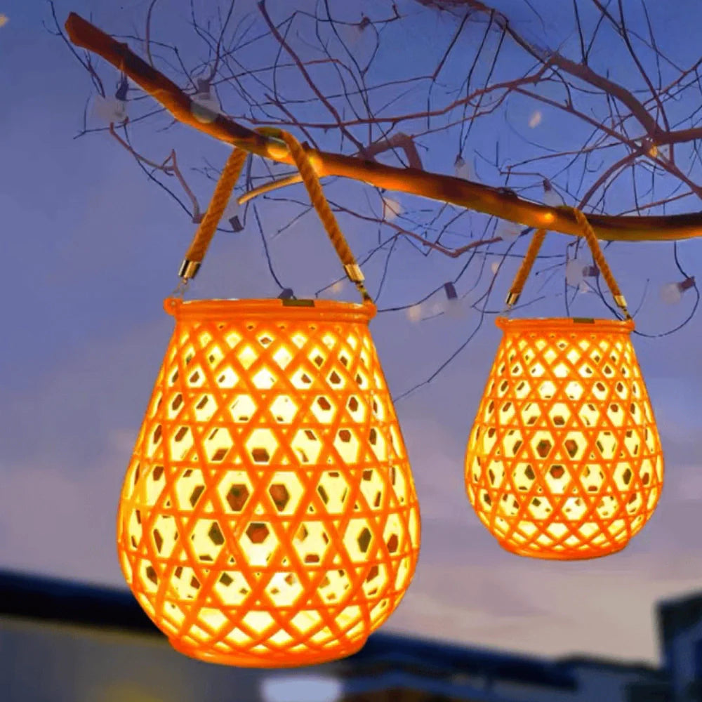Woven Solar Lantern for Patio and Garden