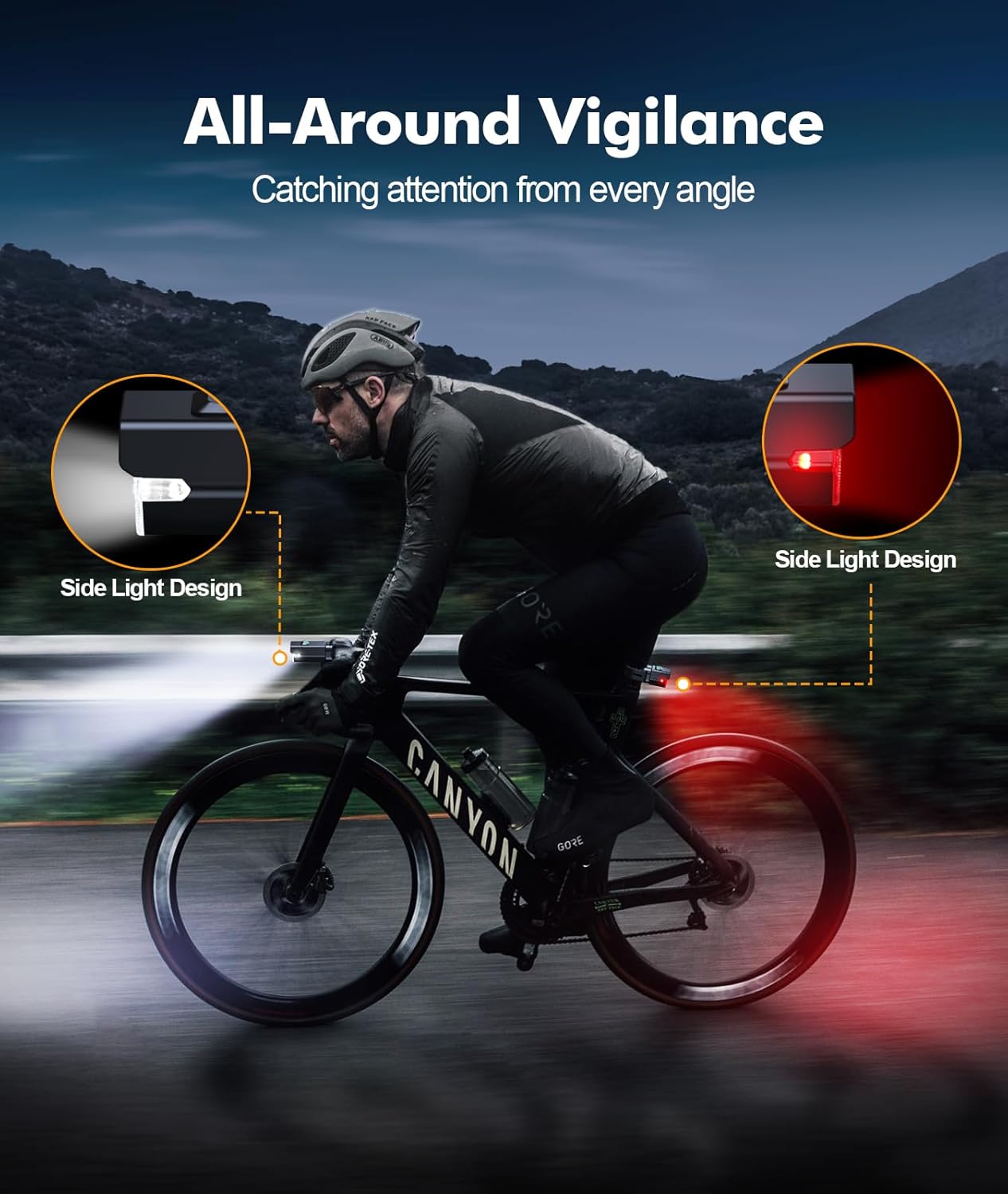 Rechargeable Bike Light Set With Side Lighting