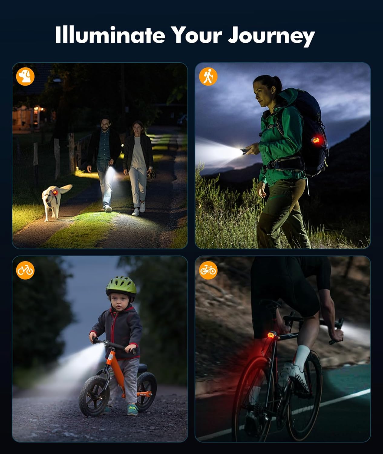 Rechargeable Bike Light Set With Side Lighting