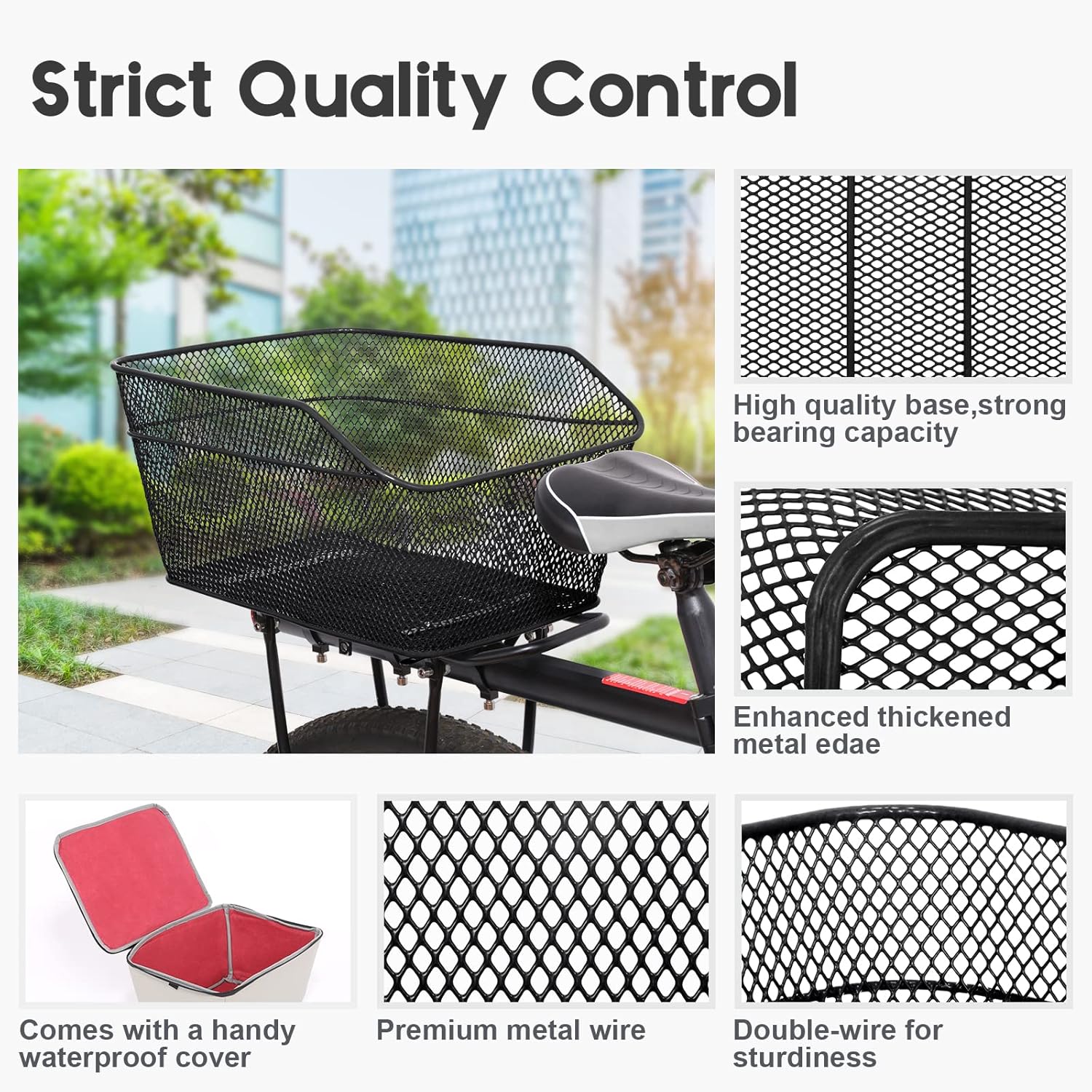 Waterproof Rear Bike Basket With Rain Cover