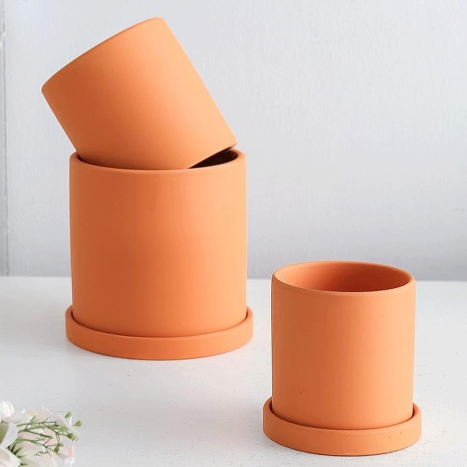 Ceramic Plant Pot With Saucer