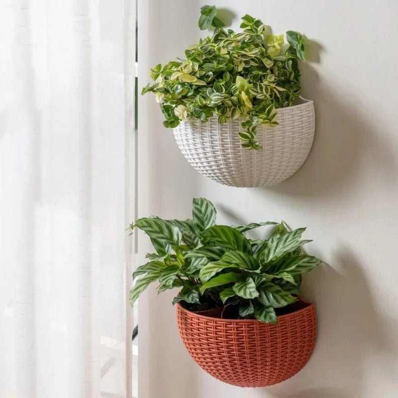 Wall Mounted Rattan Style Plant Pot