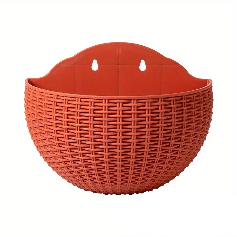 Wall Mounted Rattan Style Plant Pot