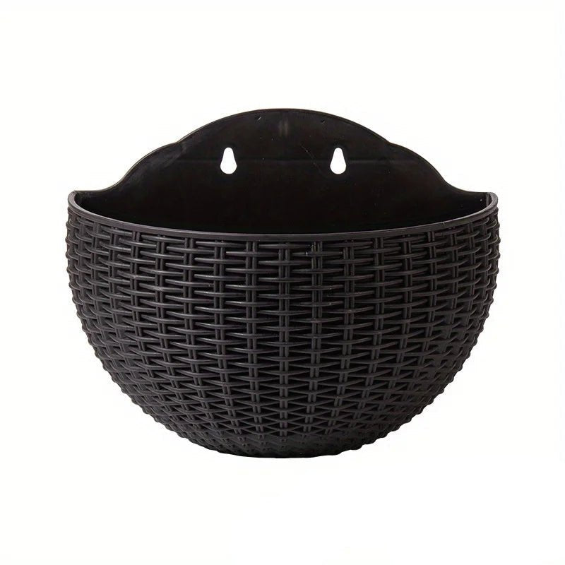 Wall Mounted Rattan Style Plant Pot