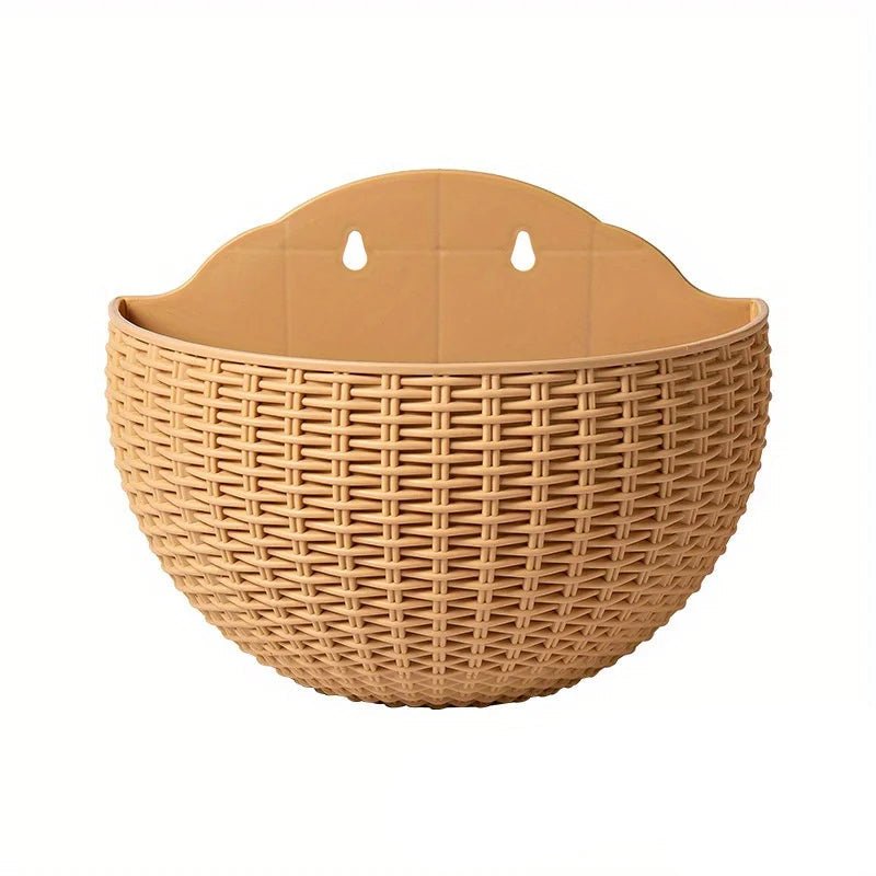 Wall Mounted Rattan Style Plant Pot