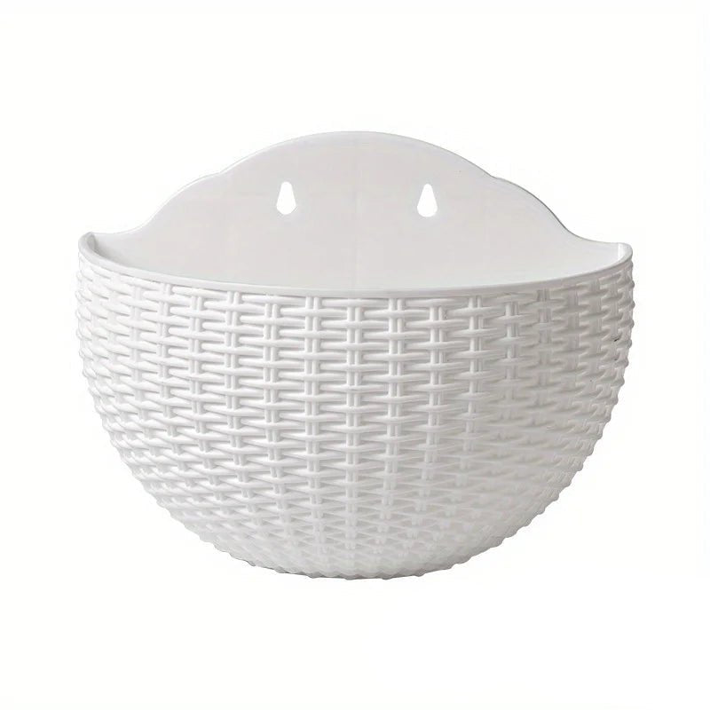 Wall Mounted Rattan Style Plant Pot
