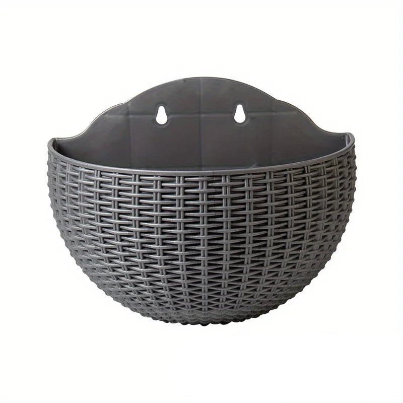Wall Mounted Rattan Style Plant Pot