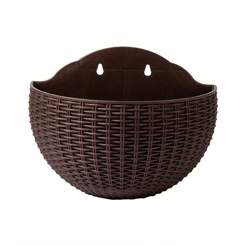 Wall Mounted Rattan Style Plant Pot