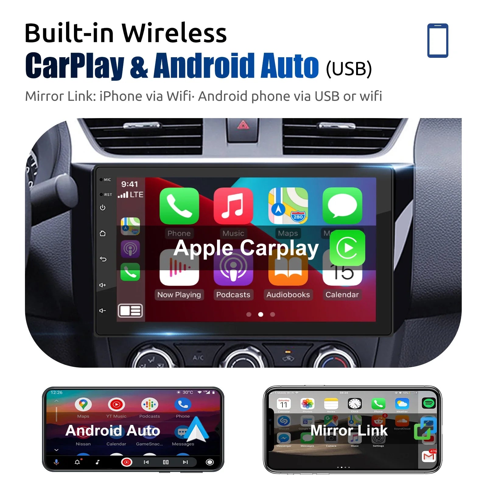 Universal Android Car Stereo With Touchscreen GPS