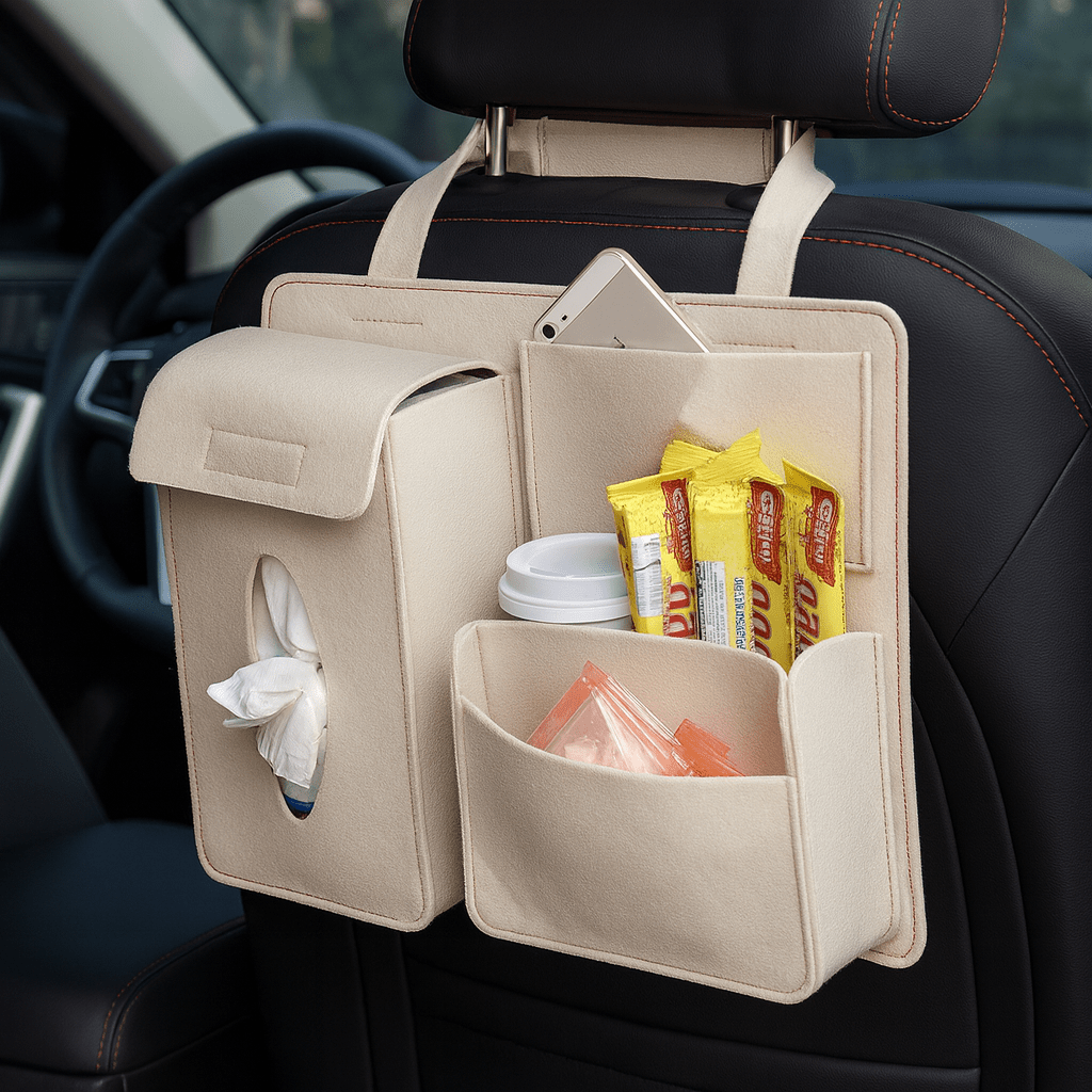 Car Seat Organizer With 4 Storage Pockets