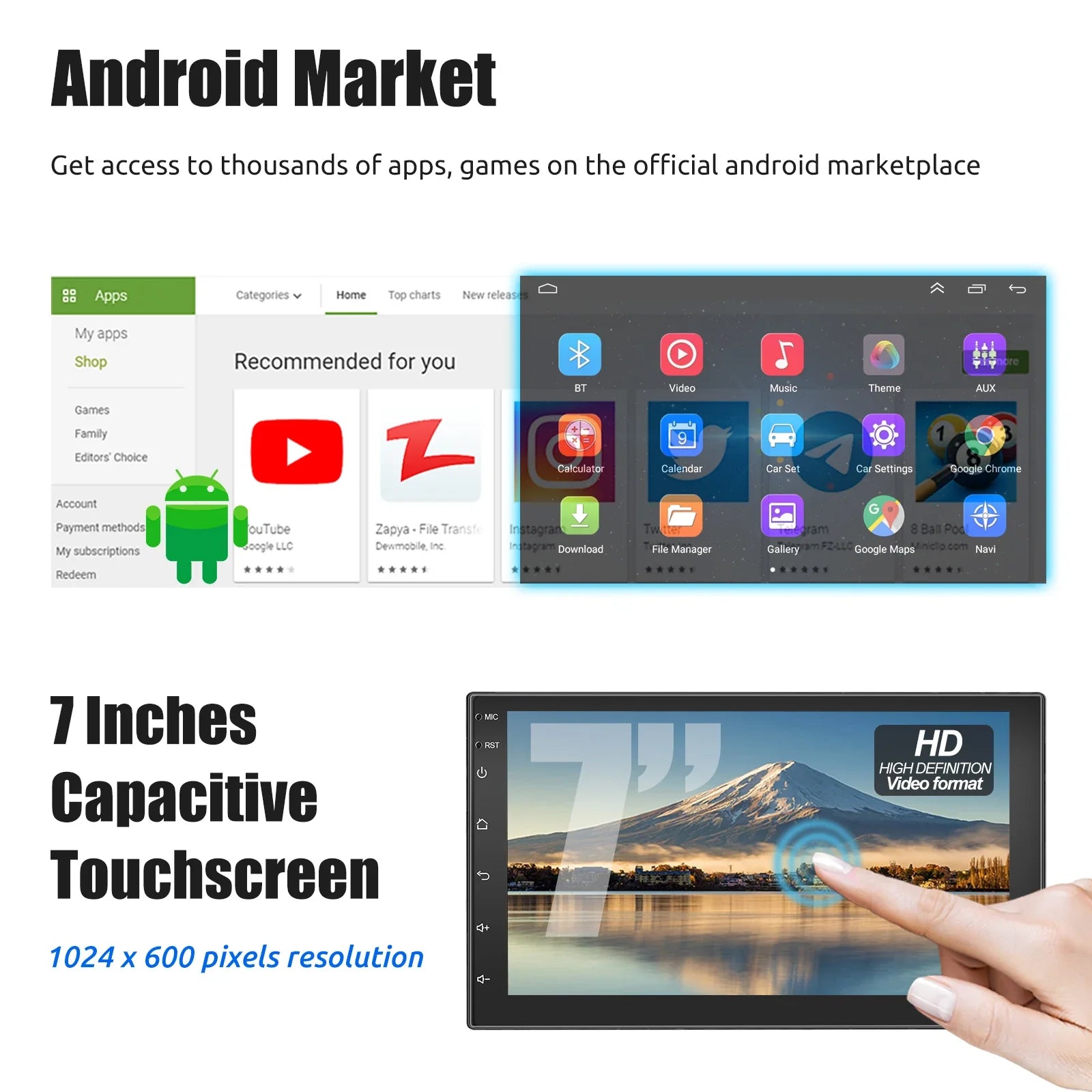 Universal Android Car Stereo With Touchscreen GPS