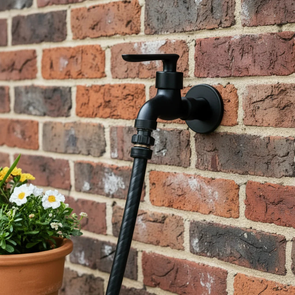 Black Wall Mounted Outdoor Tap