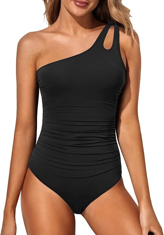 Women's Swimsuit With One Shoulder Design And Tummy Control