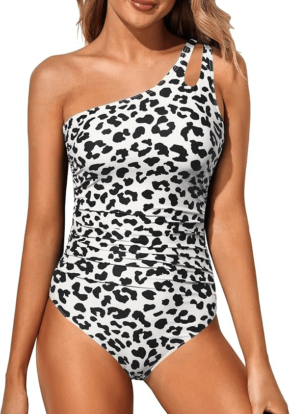 Women's Swimsuit With One Shoulder Design And Tummy Control