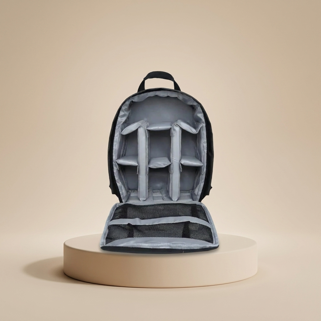 Large Camera Backpack with Zipper Closing