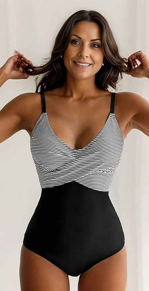 Striped Swimsuit With Adjustable Straps