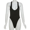 Women's Swimsuit With A Deep Round Neckline And Cut