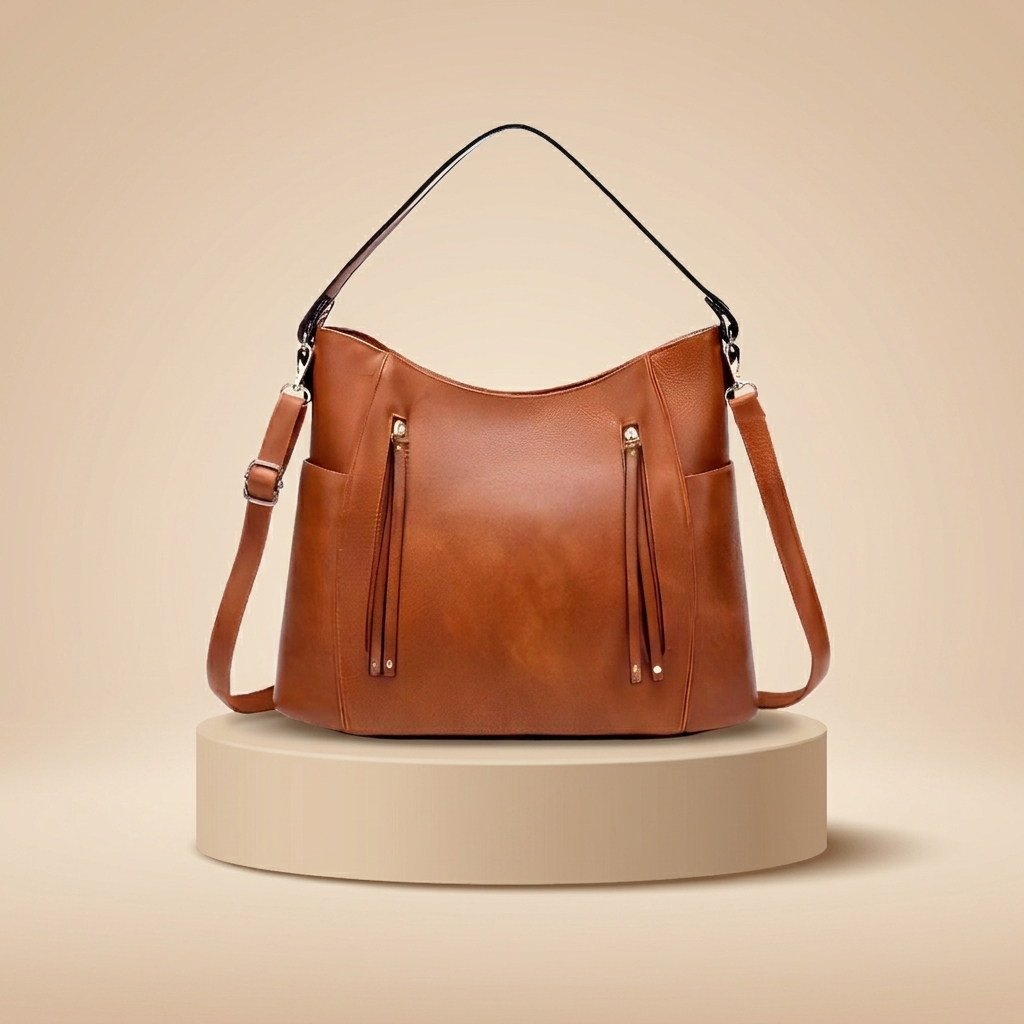 Vintage Women's Leather Handbag | Retro Shoulder Tote Bag