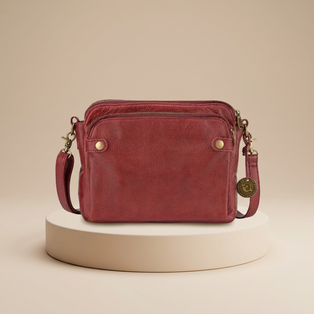 Women's Leather Crossbody Bag 3-Layer Shoulder Clutch Purse Handbag