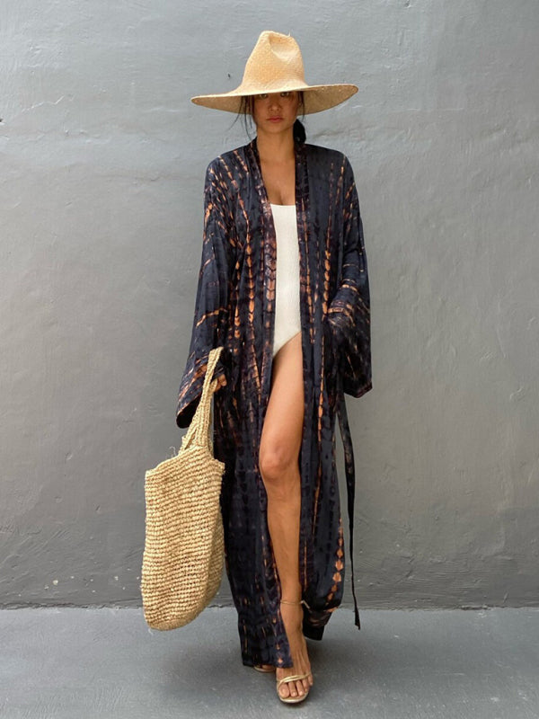 Woven Kimono With Tie Belt
