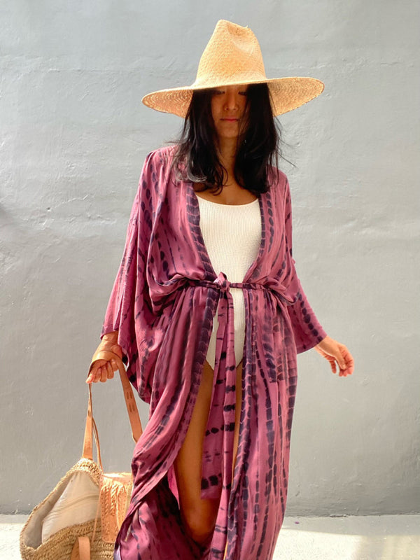 Woven Kimono With Tie Belt