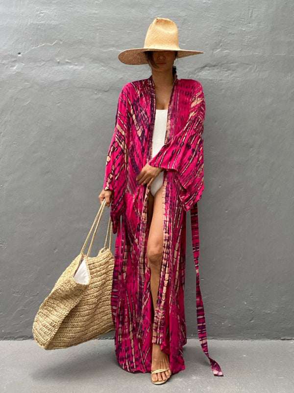 Woven Kimono With Tie Belt