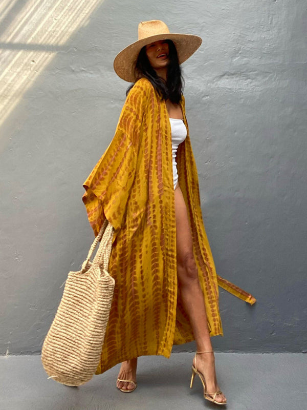Woven Kimono With Tie Belt