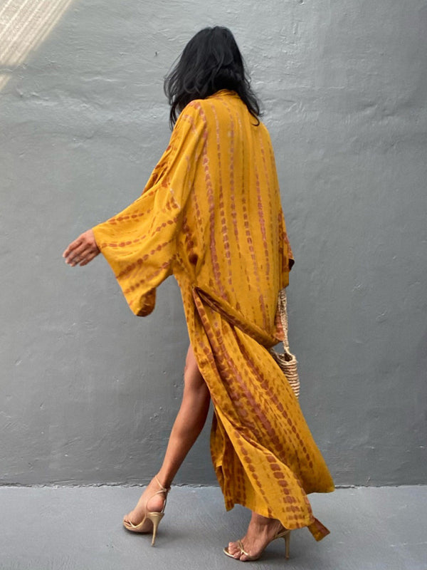 Woven Kimono With Tie Belt